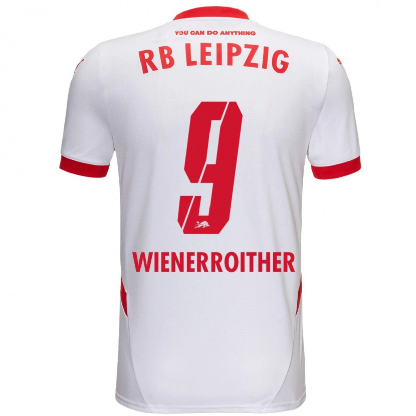 Danxen Niño Camiseta Katja Wienerroither #9 Blanco Rojo 1ª Equipación 2024/25 La Camisa