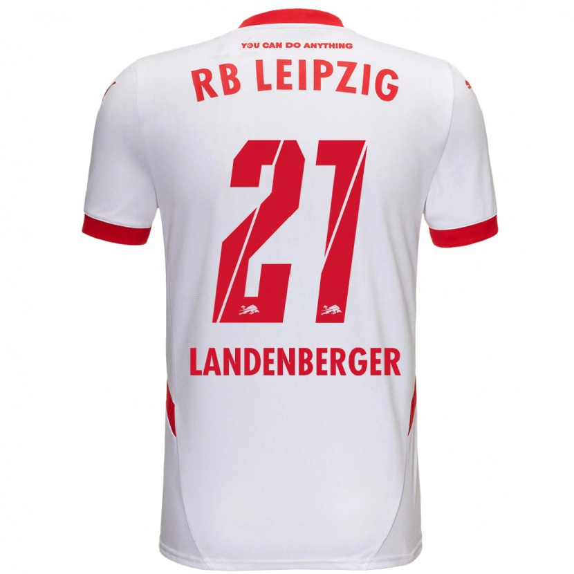 Danxen Niño Camiseta Julia Landenberger #21 Blanco Rojo 1ª Equipación 2024/25 La Camisa