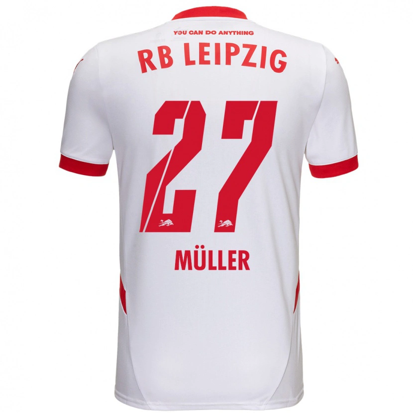 Danxen Niño Camiseta Marlene Müller #27 Blanco Rojo 1ª Equipación 2024/25 La Camisa