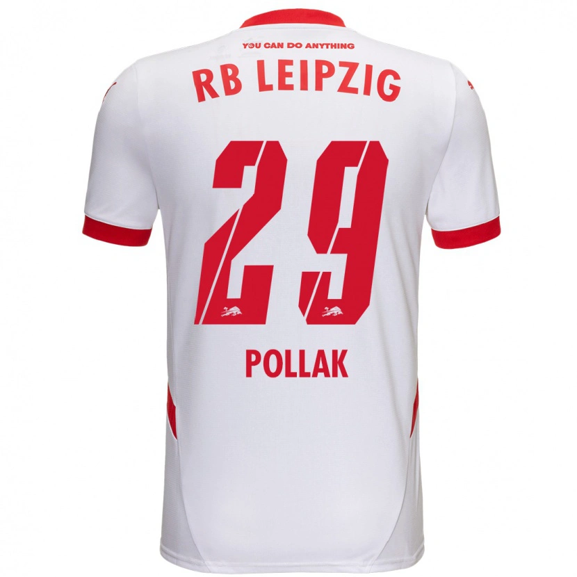 Danxen Niño Camiseta Julia Pollak #29 Blanco Rojo 1ª Equipación 2024/25 La Camisa