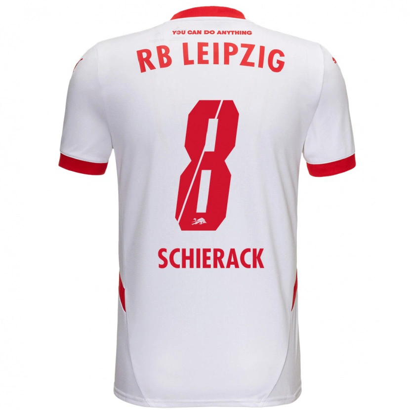 Danxen Niño Camiseta Simon Schierack #8 Blanco Rojo 1ª Equipación 2024/25 La Camisa