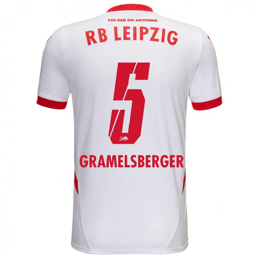 Danxen Niño Camiseta Lennert Gramelsberger #5 Blanco Rojo 1ª Equipación 2024/25 La Camisa