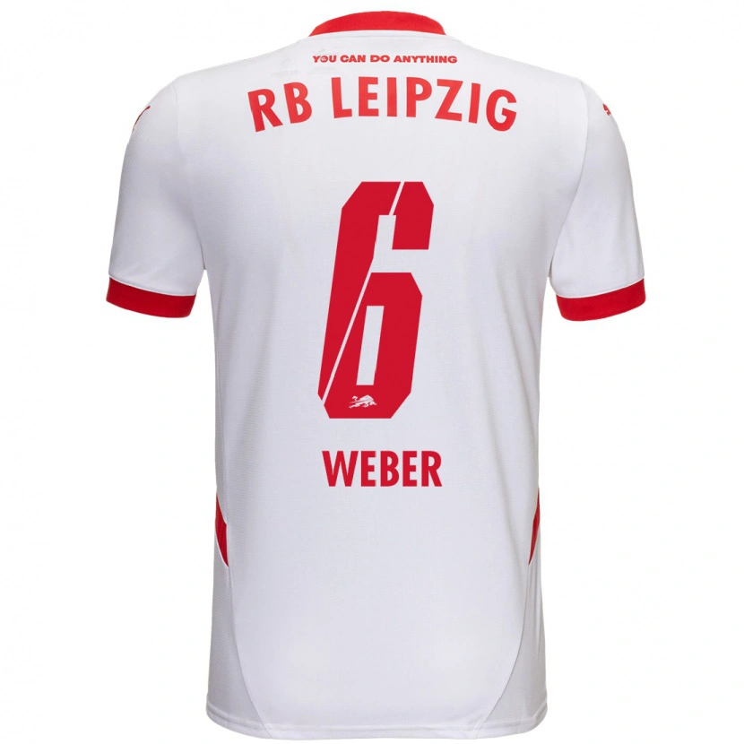 Danxen Niño Camiseta Samuel Weber #6 Blanco Rojo 1ª Equipación 2024/25 La Camisa