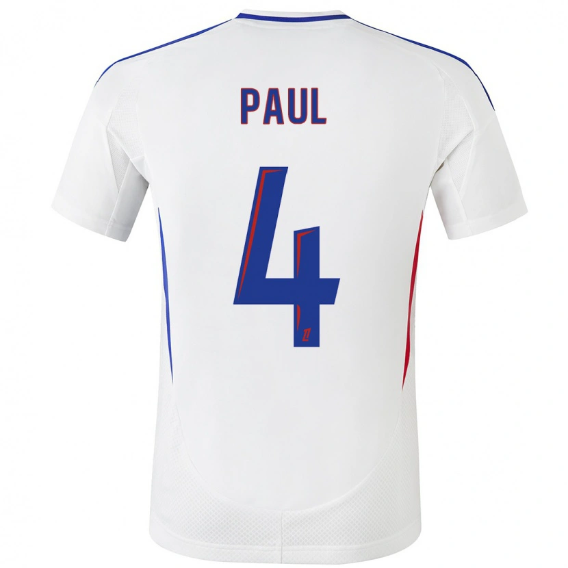 Danxen Niño Camiseta Paul Akouokou #4 Blanco Azul 1ª Equipación 2024/25 La Camisa