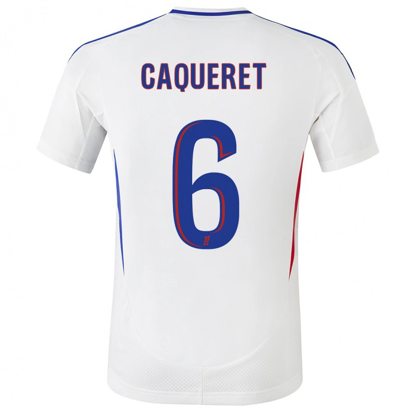 Danxen Niño Camiseta Maxence Caqueret #6 Blanco Azul 1ª Equipación 2024/25 La Camisa