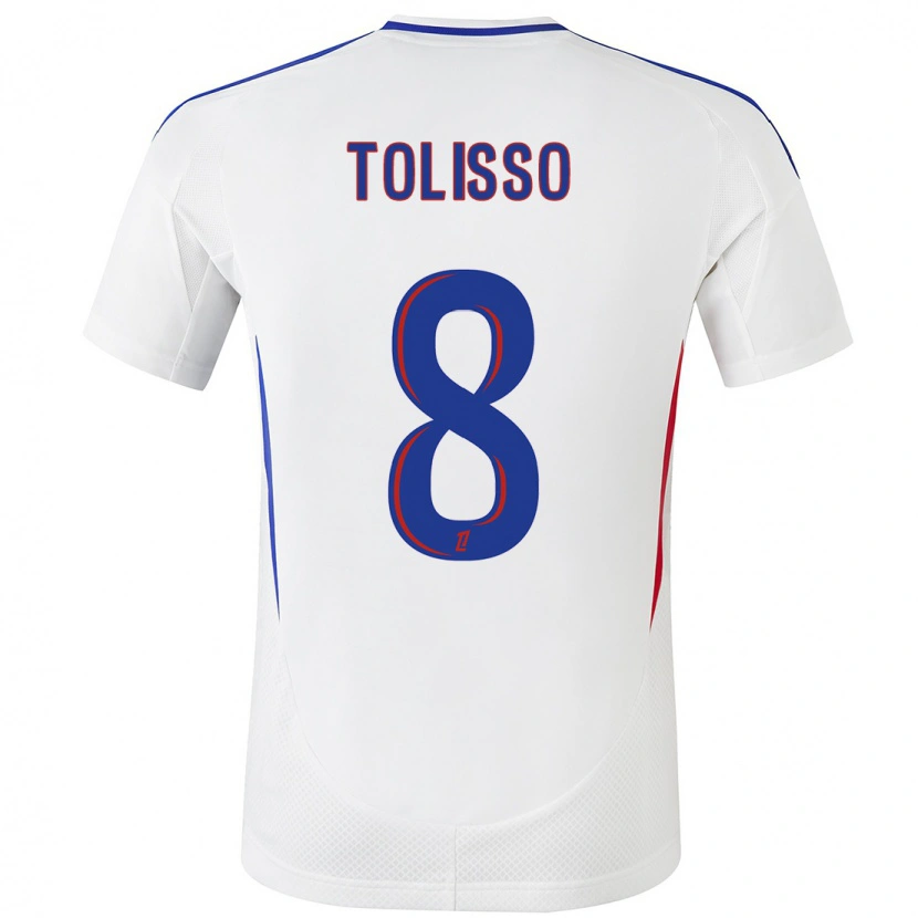 Danxen Niño Camiseta Corentin Tolisso #8 Blanco Azul 1ª Equipación 2024/25 La Camisa