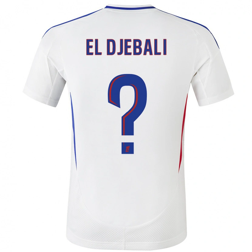 Danxen Niño Camiseta Chaïm El Djebali #0 Blanco Azul 1ª Equipación 2024/25 La Camisa