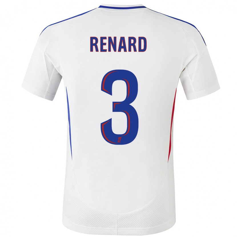 Danxen Niño Camiseta Wendie Renard #3 Blanco Azul 1ª Equipación 2024/25 La Camisa