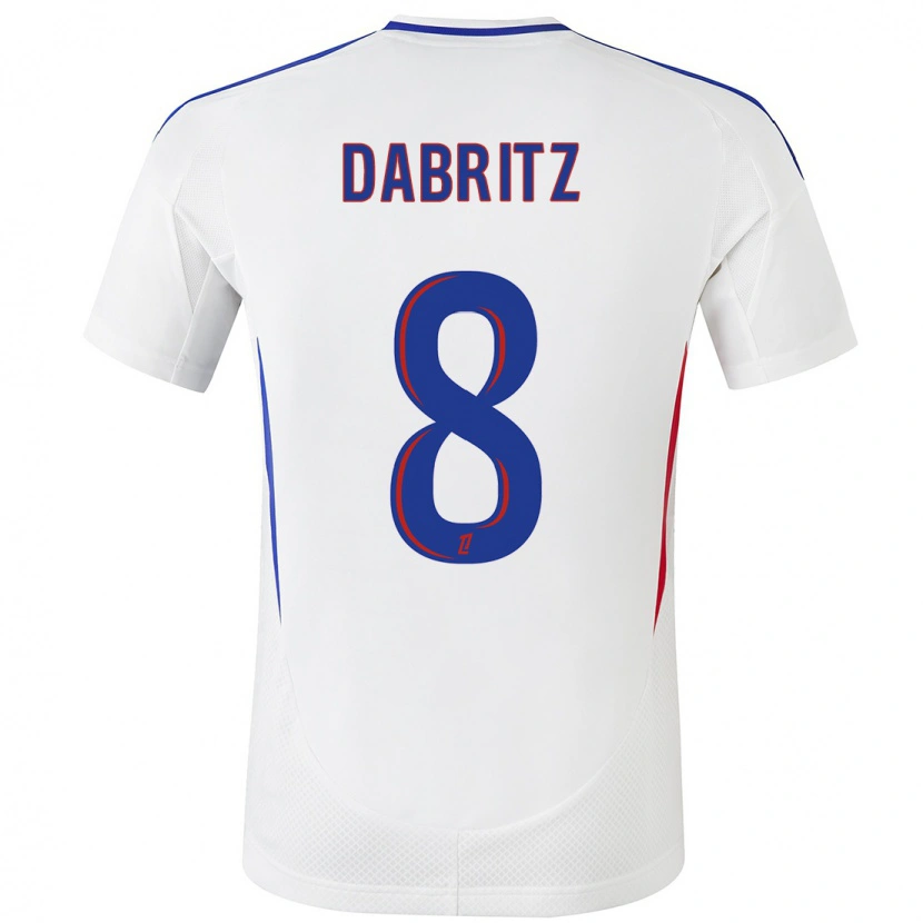 Danxen Niño Camiseta Sara Däbritz #8 Blanco Azul 1ª Equipación 2024/25 La Camisa