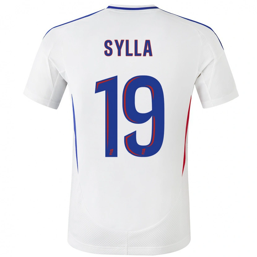 Danxen Niño Camiseta Kysha Sylla #19 Blanco Azul 1ª Equipación 2024/25 La Camisa