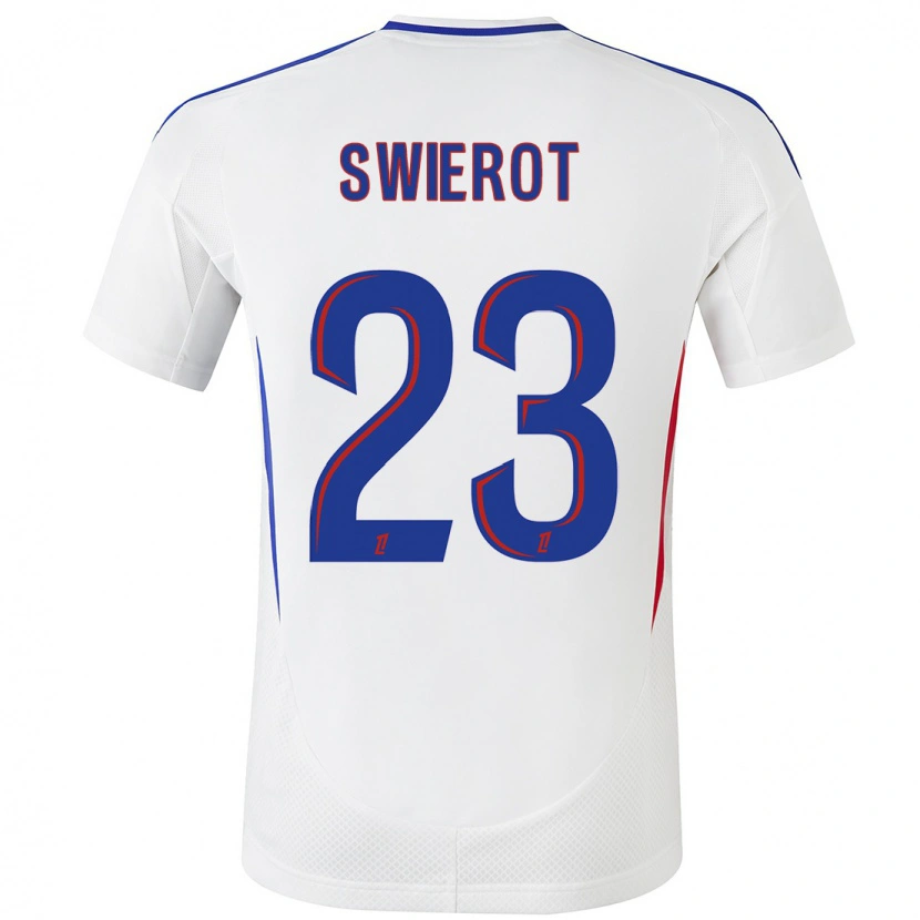 Danxen Niño Camiseta Julie Swierot #23 Blanco Azul 1ª Equipación 2024/25 La Camisa