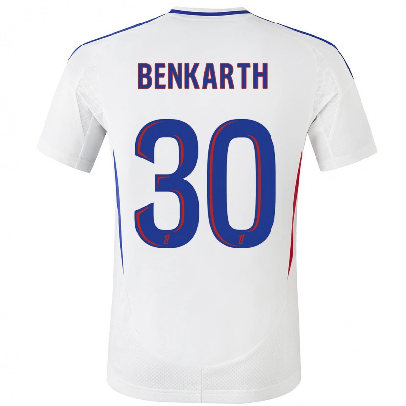 Danxen Niño Camiseta Laura Benkarth #30 Blanco Azul 1ª Equipación 2024/25 La Camisa