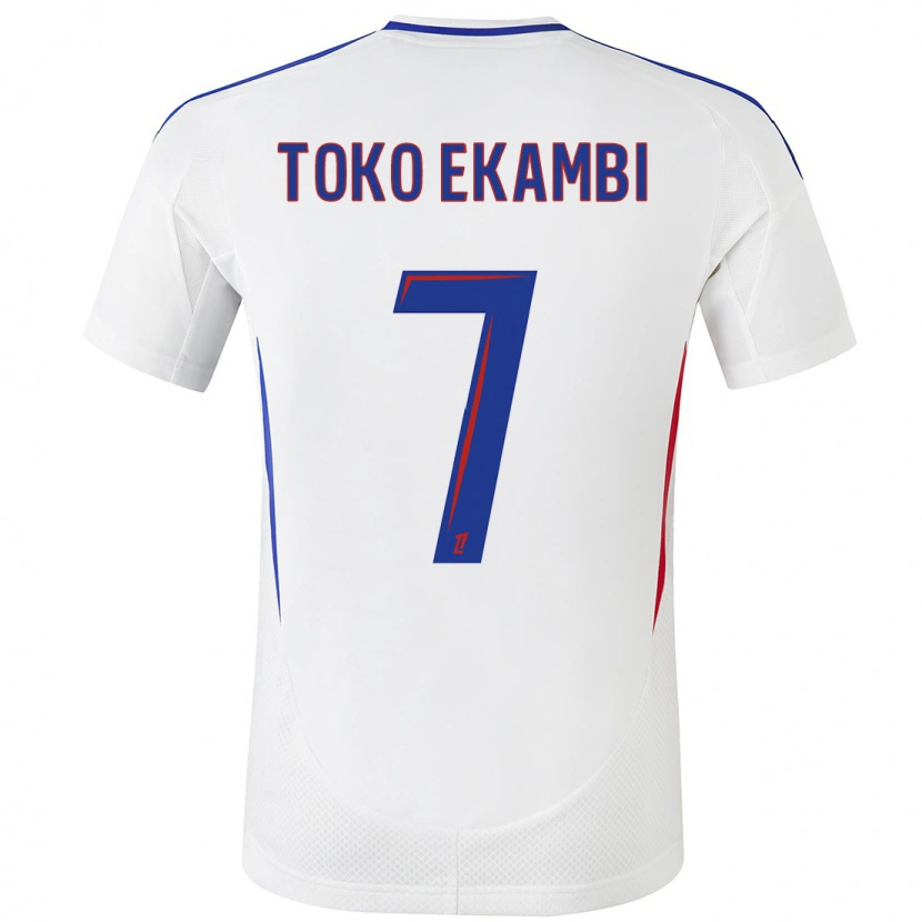 Danxen Niño Camiseta Karl Toko Ekambi #7 Blanco Azul 1ª Equipación 2024/25 La Camisa