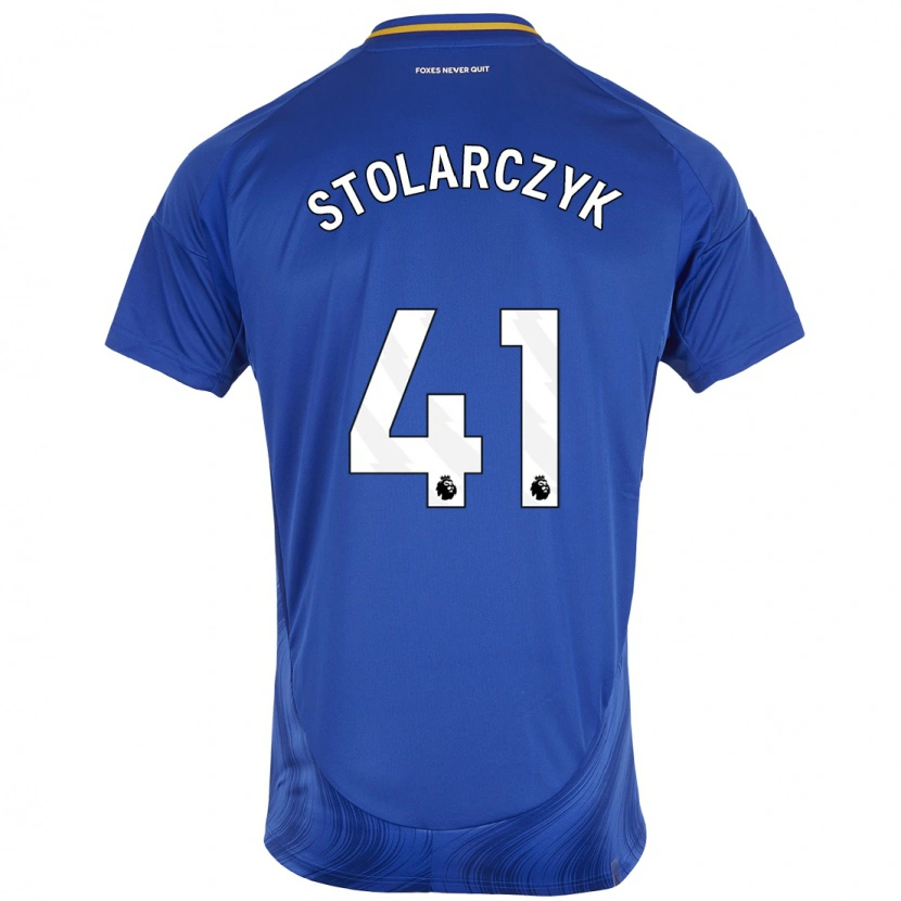 Danxen Niño Camiseta Jakub Stolarczyk #41 Azul Blanco 1ª Equipación 2024/25 La Camisa