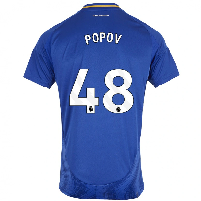 Danxen Niño Camiseta Chris Popov #48 Azul Blanco 1ª Equipación 2024/25 La Camisa