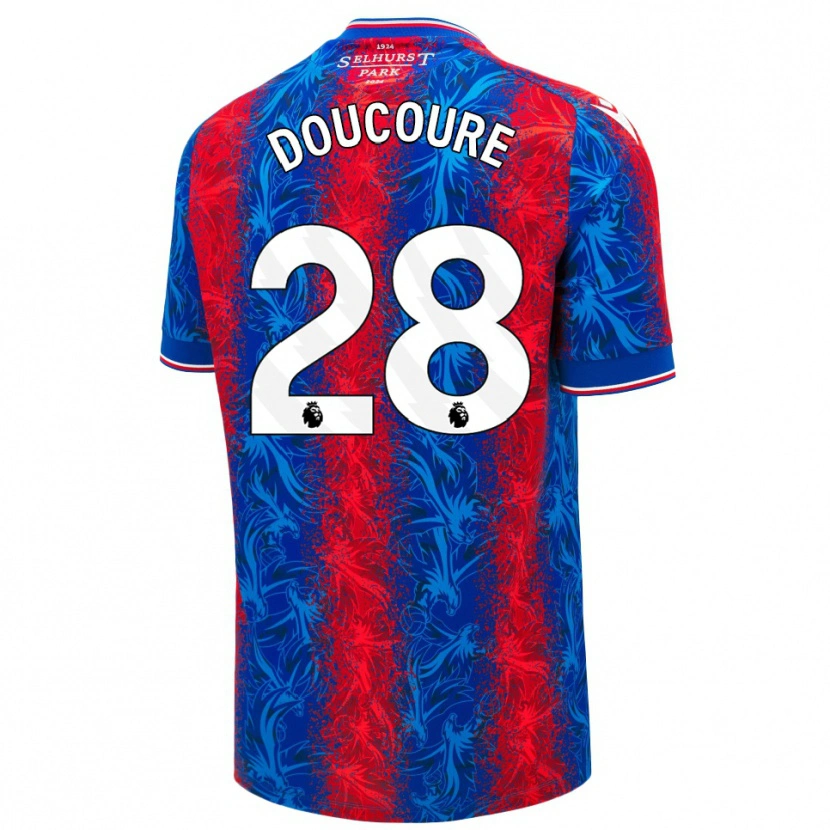 Danxen Niño Camiseta Cheick Doucouré #28 Rayas Rojas Y Azules 1ª Equipación 2024/25 La Camisa