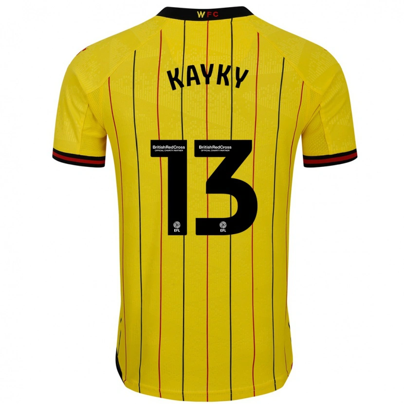 Danxen Niño Camiseta Kayky Almeida #13 Amarillo Negro 1ª Equipación 2024/25 La Camisa