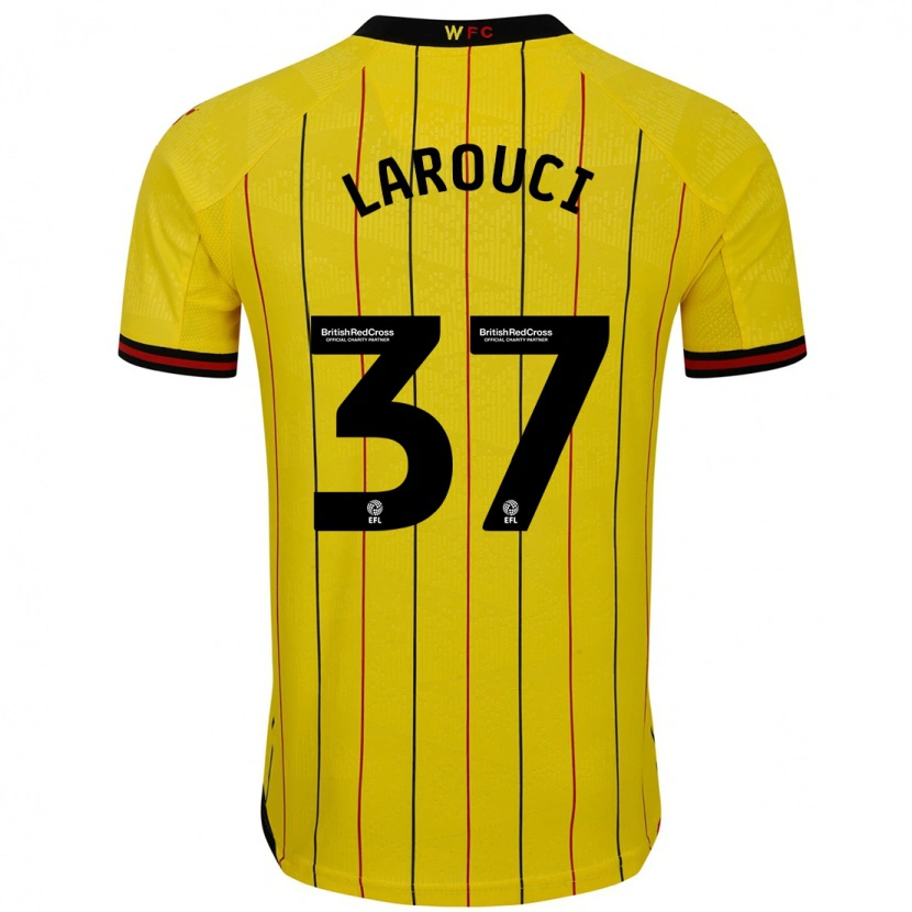 Danxen Niño Camiseta Yasser Larouci #37 Amarillo Negro 1ª Equipación 2024/25 La Camisa