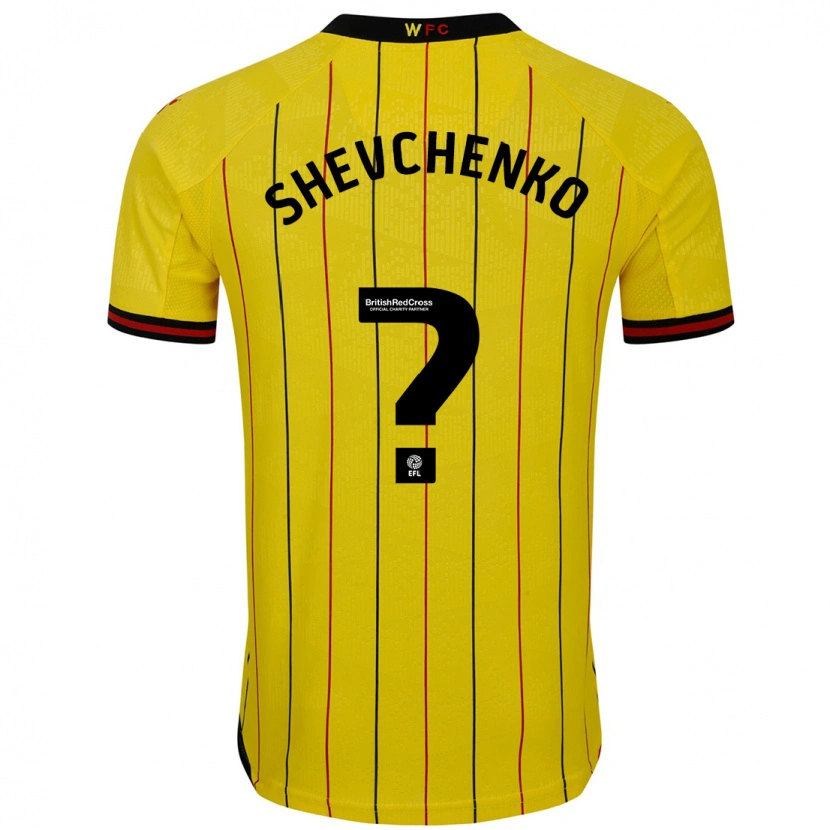 Danxen Niño Camiseta Kristian Shevchenko #0 Amarillo Negro 1ª Equipación 2024/25 La Camisa