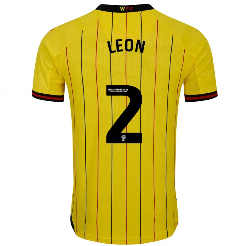 Danxen Niño Camiseta Lucía León #2 Amarillo Negro 1ª Equipación 2024/25 La Camisa