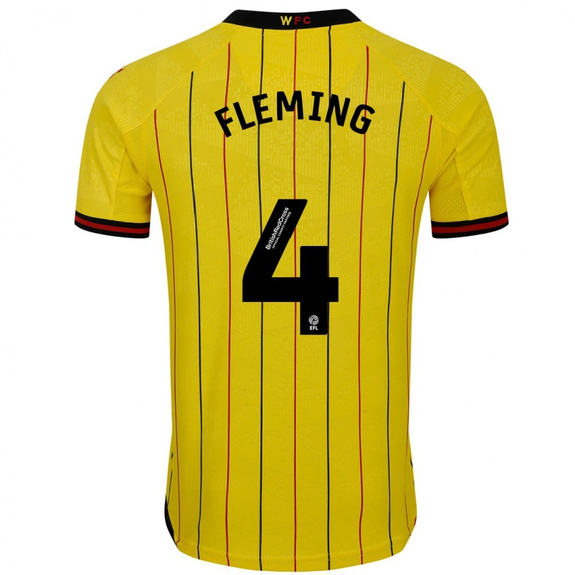 Danxen Niño Camiseta Charlotte Fleming #4 Amarillo Negro 1ª Equipación 2024/25 La Camisa