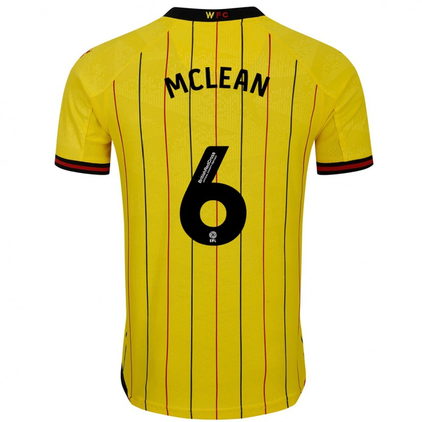 Danxen Niño Camiseta Sophie Mclean #6 Amarillo Negro 1ª Equipación 2024/25 La Camisa