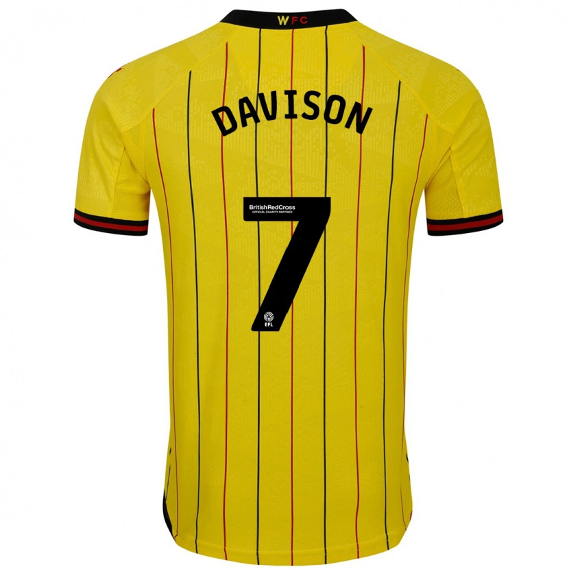 Danxen Niño Camiseta Gemma Davison #7 Amarillo Negro 1ª Equipación 2024/25 La Camisa