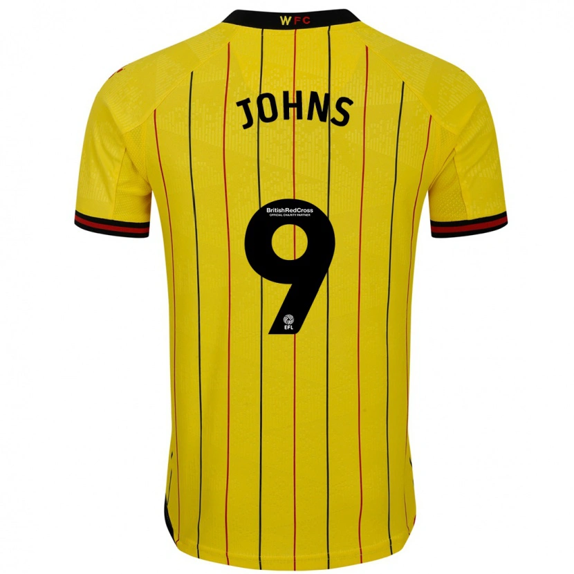 Danxen Niño Camiseta Carly Johns #9 Amarillo Negro 1ª Equipación 2024/25 La Camisa