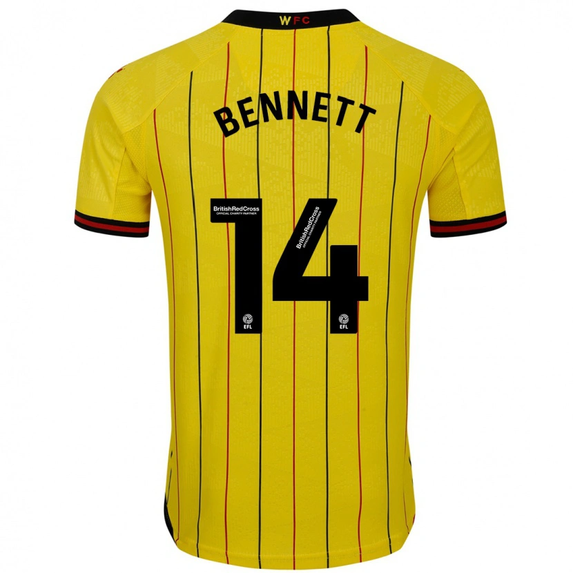 Danxen Niño Camiseta Harley Bennett #14 Amarillo Negro 1ª Equipación 2024/25 La Camisa