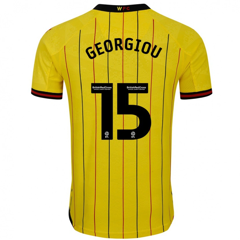 Danxen Niño Camiseta Andria Georgiou #15 Amarillo Negro 1ª Equipación 2024/25 La Camisa