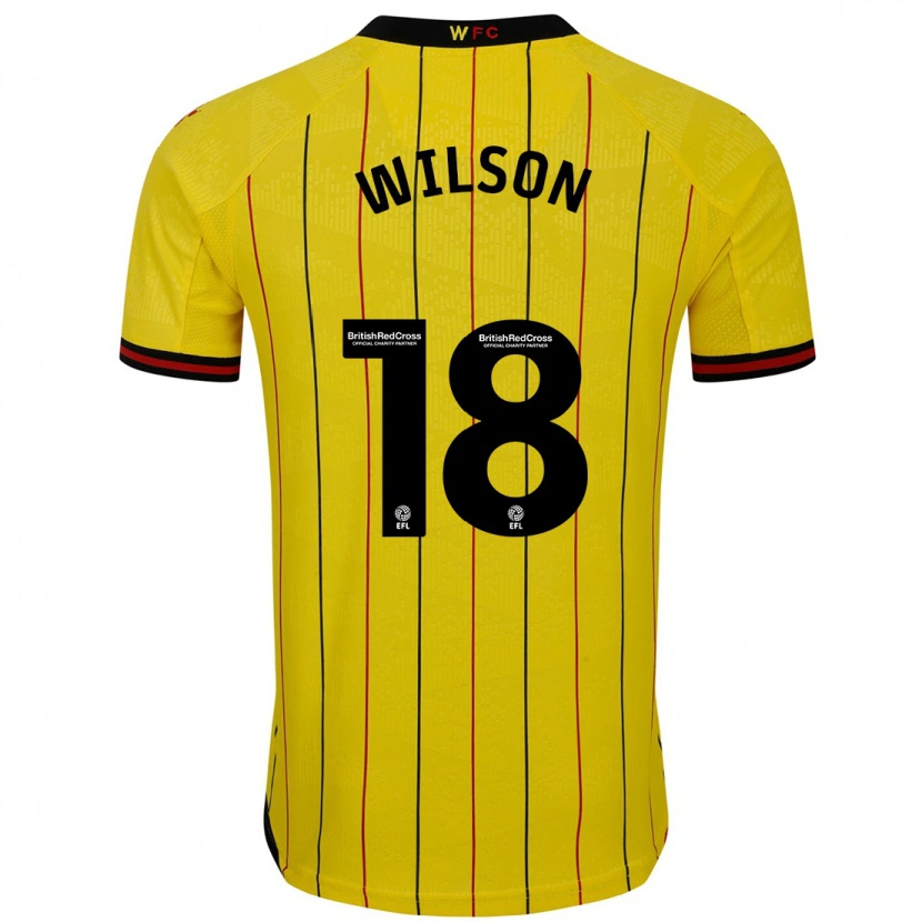 Danxen Niño Camiseta Poppy Wilson #18 Amarillo Negro 1ª Equipación 2024/25 La Camisa