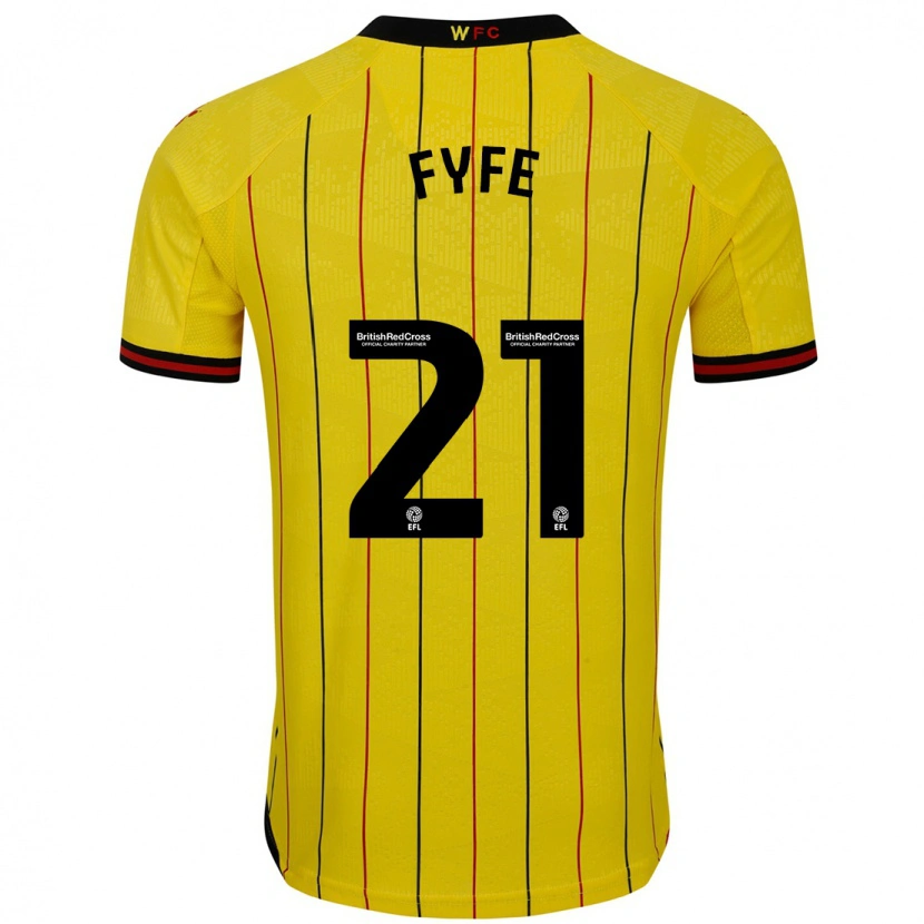 Danxen Niño Camiseta Flo Fyfe #21 Amarillo Negro 1ª Equipación 2024/25 La Camisa