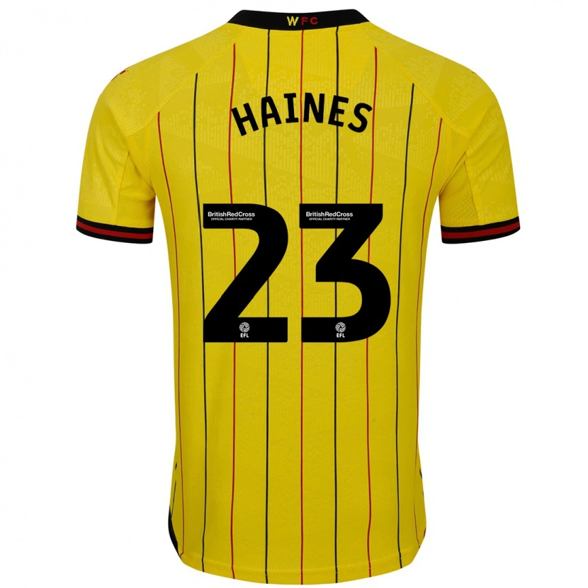 Danxen Niño Camiseta Coral-Jade Haines #23 Amarillo Negro 1ª Equipación 2024/25 La Camisa