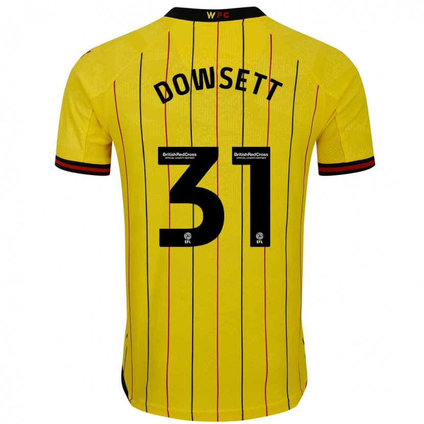 Danxen Niño Camiseta Rebekah Dowsett #31 Amarillo Negro 1ª Equipación 2024/25 La Camisa