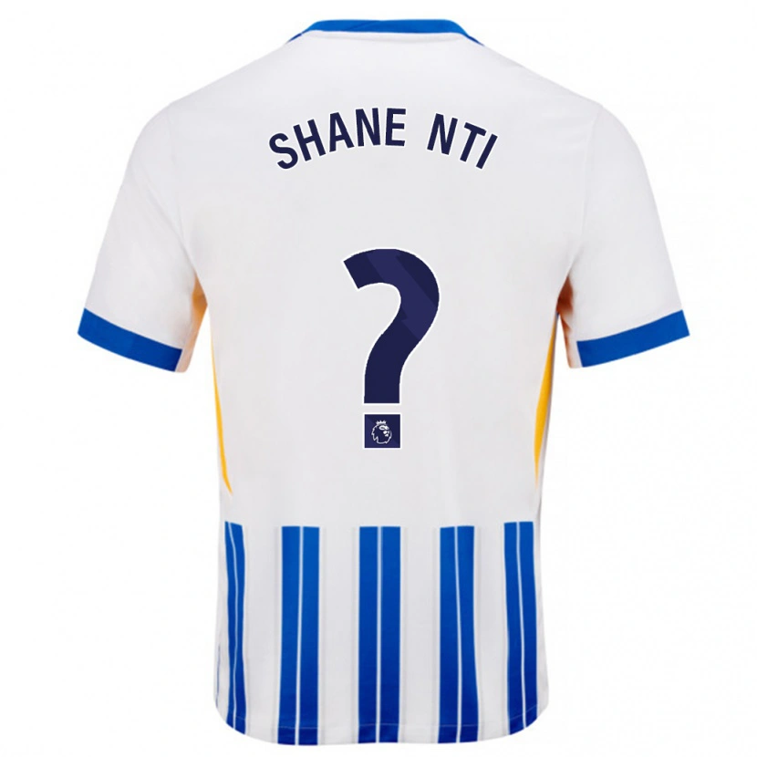 Danxen Niño Camiseta Shane Nti #0 Blanco Azul Rayas 1ª Equipación 2024/25 La Camisa