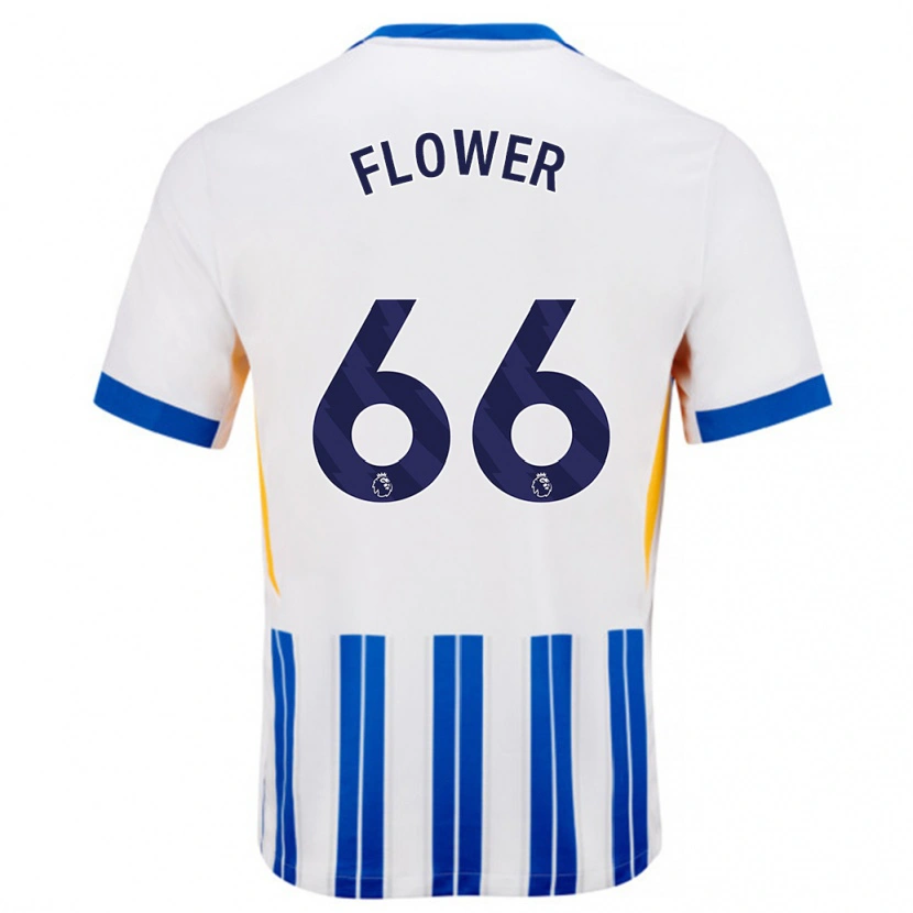 Danxen Niño Camiseta Louis Flower #66 Blanco Azul Rayas 1ª Equipación 2024/25 La Camisa