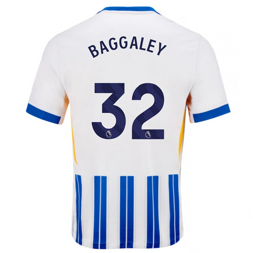 Danxen Niño Camiseta Sophie Baggaley #32 Blanco Azul Rayas 1ª Equipación 2024/25 La Camisa