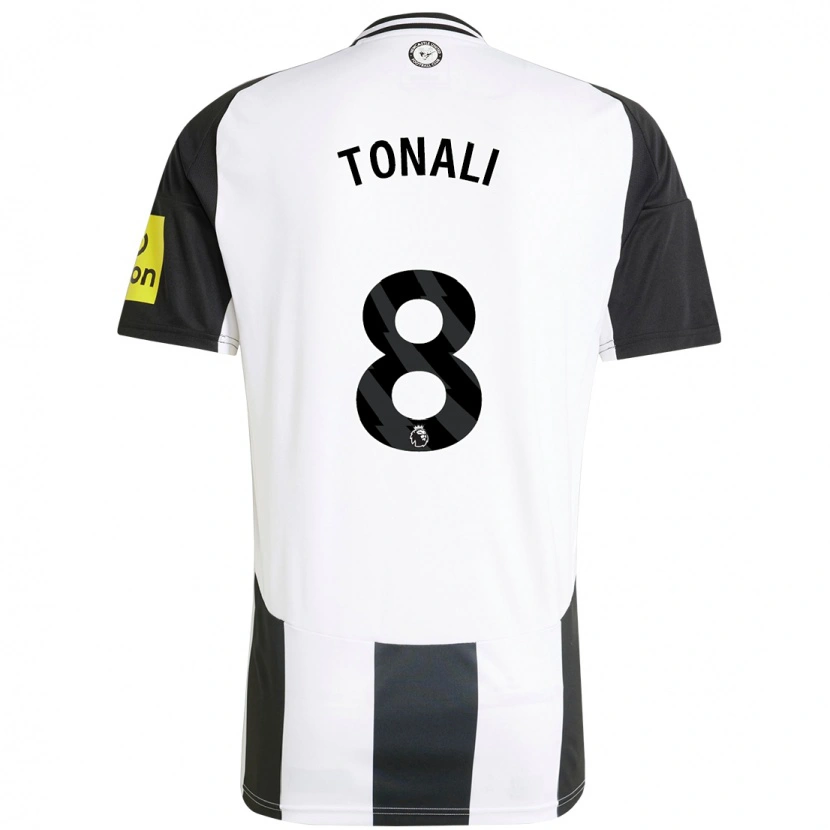 Danxen Niño Camiseta Sandro Tonali #8 Blanco Negro 1ª Equipación 2024/25 La Camisa