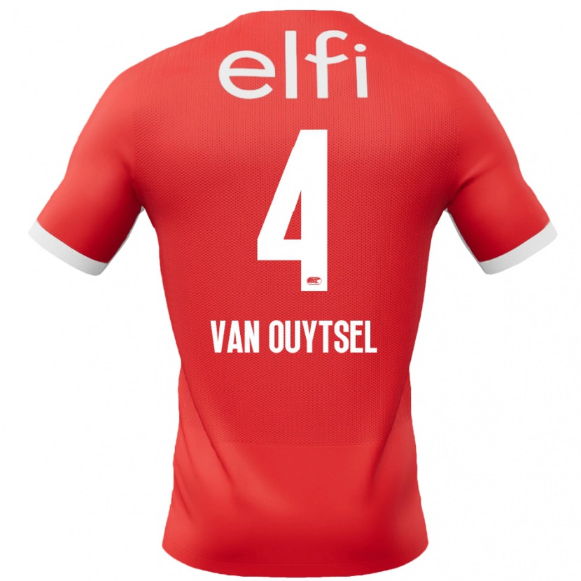 Danxen Niño Camiseta Kevin Van Ouytsel #4 Rojo Blanco 1ª Equipación 2024/25 La Camisa