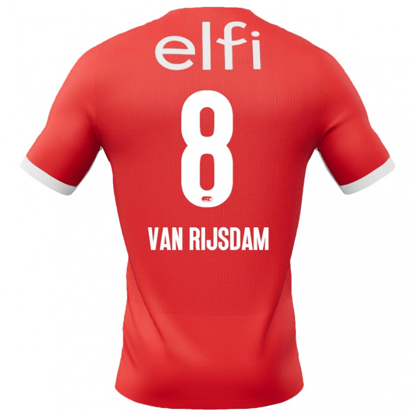 Danxen Niño Camiseta Julian Van Rijsdam #8 Rojo Blanco 1ª Equipación 2024/25 La Camisa