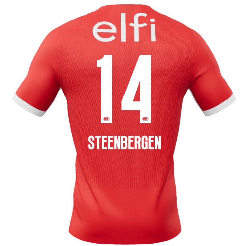 Danxen Niño Camiseta Thom Steenbergen #14 Rojo Blanco 1ª Equipación 2024/25 La Camisa