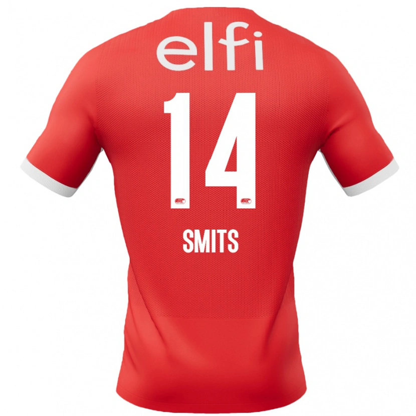 Danxen Niño Camiseta Anthony Smits #14 Rojo Blanco 1ª Equipación 2024/25 La Camisa