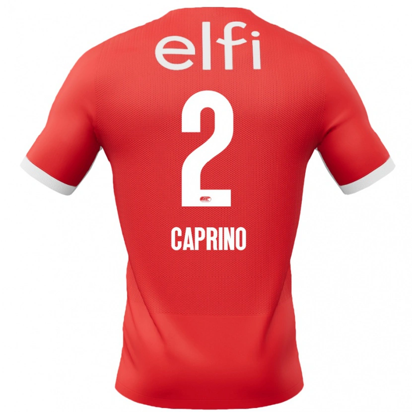 Danxen Niño Camiseta Ginia Caprino #2 Rojo Blanco 1ª Equipación 2024/25 La Camisa