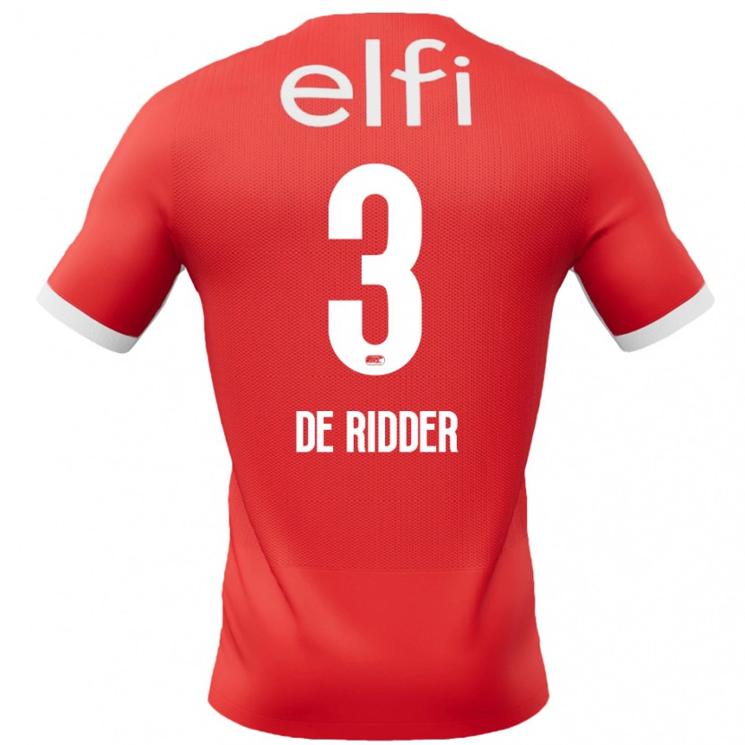 Danxen Niño Camiseta Djoeke De Ridder #3 Rojo Blanco 1ª Equipación 2024/25 La Camisa