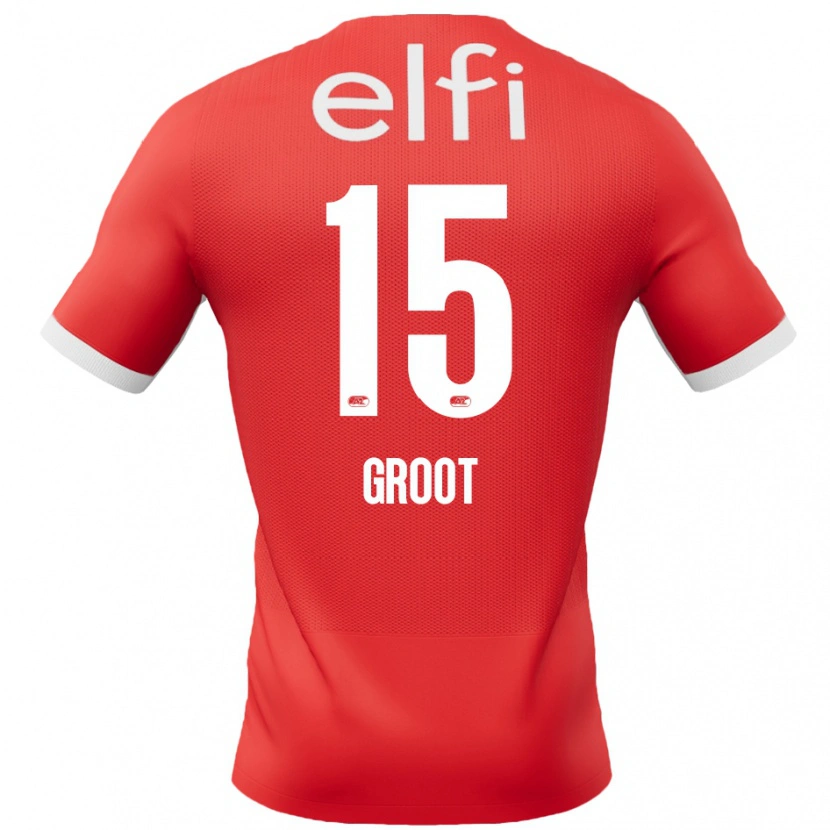 Danxen Niño Camiseta Pleun Groot #15 Rojo Blanco 1ª Equipación 2024/25 La Camisa