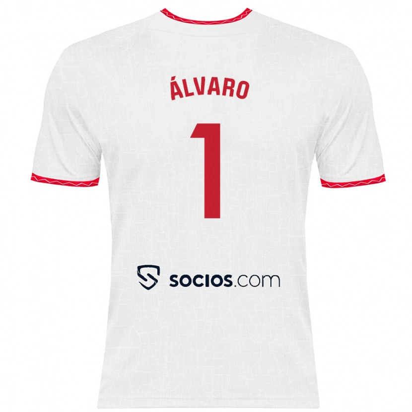 Danxen Niño Camiseta Álvaro Fernández #1 Blanco Rojo 1ª Equipación 2024/25 La Camisa