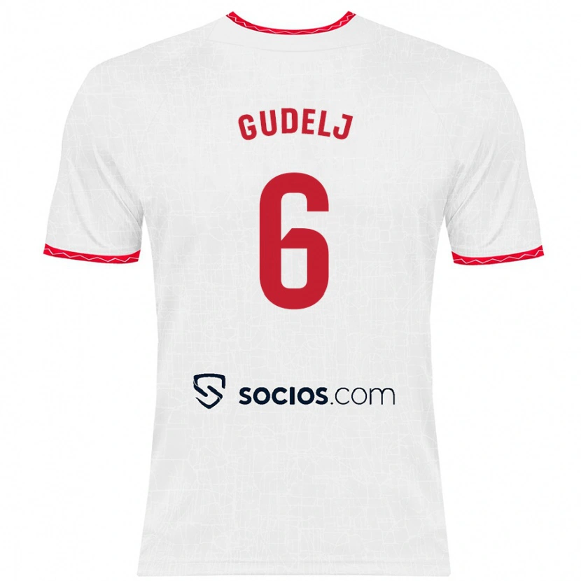 Danxen Niño Camiseta Nemanja Gudelj #6 Blanco Rojo 1ª Equipación 2024/25 La Camisa