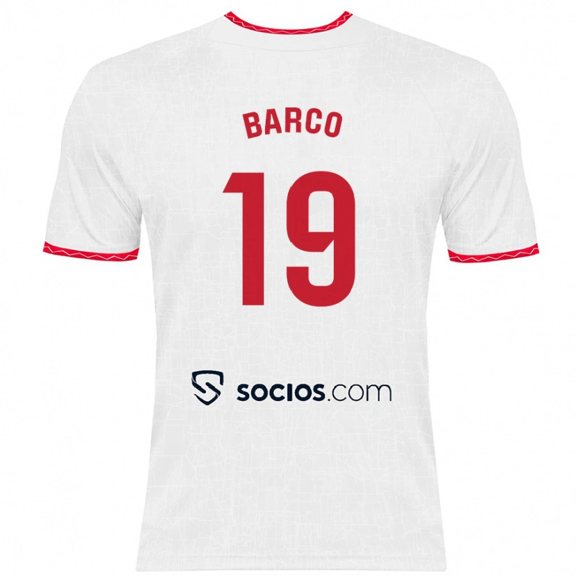 Danxen Niño Camiseta Valentín Barco #19 Blanco Rojo 1ª Equipación 2024/25 La Camisa