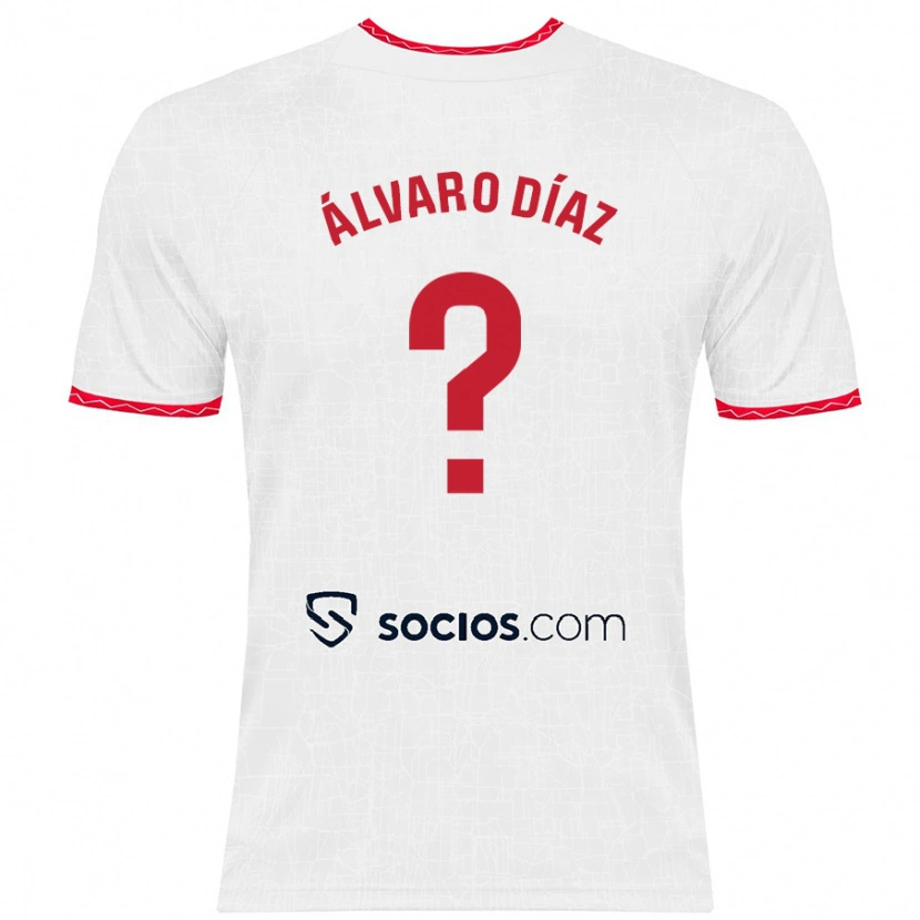 Danxen Niño Camiseta Álvaro Díaz #0 Blanco Rojo 1ª Equipación 2024/25 La Camisa