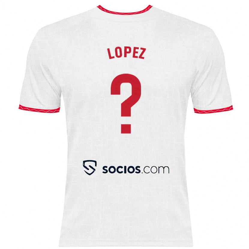 Danxen Niño Camiseta David López #0 Blanco Rojo 1ª Equipación 2024/25 La Camisa